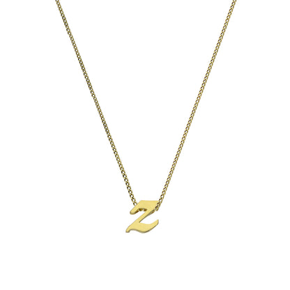 Tiny 9ct Gold Alphabet Letter Z Pendant Necklace 14 - 18 Inches