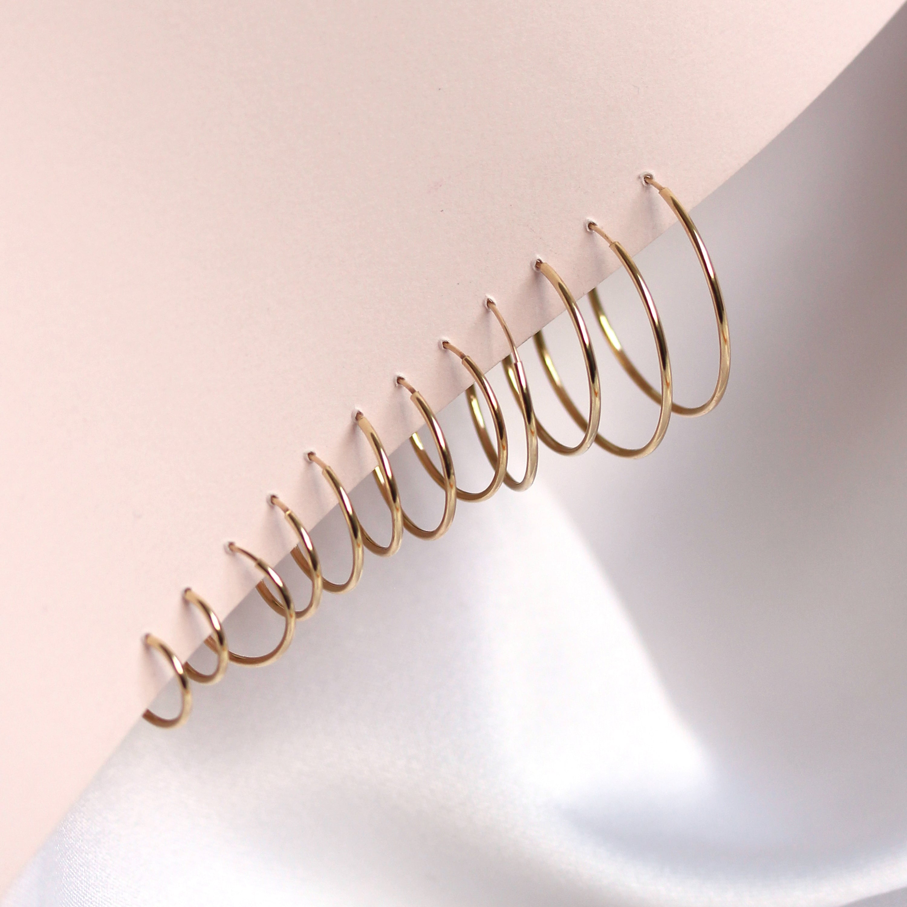 9ct Gold 0.8mm Tube Hoop Earrings 8mm - 20mm