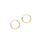 9ct Gold 0.8mm Tube Hoop Earrings 8mm - 20mm