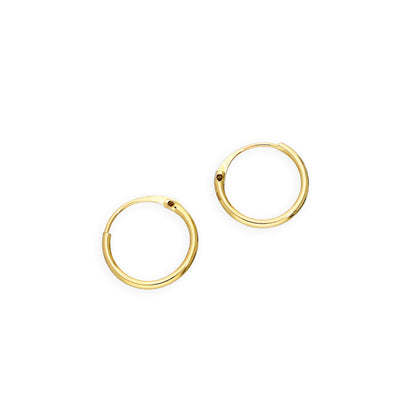 9ct Gold 0.8mm Tube Hoop Earrings 8mm - 20mm
