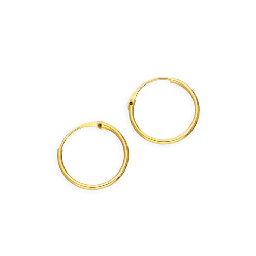 9ct Gold 0.8mm Tube Hoop Earrings 8mm - 20mm