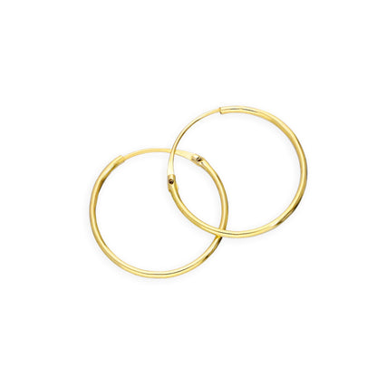 9ct Gold 0.8mm Tube Hoop Earrings 8mm - 20mm