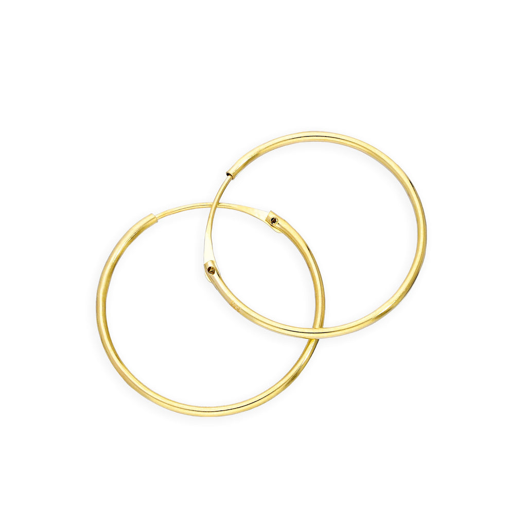 9ct Gold 0.8mm Tube Hoop Earrings 8mm - 20mm