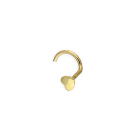 9ct Gold 22Ga Heart Nose Screw