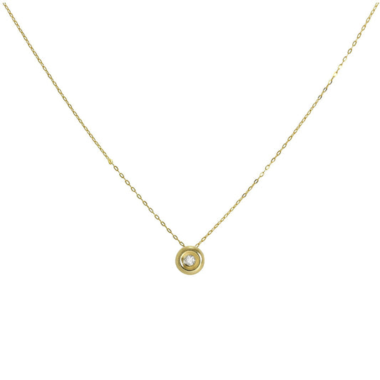 9ct Gold & 0.019ct Diamond Round Bead on Fine 16 Inch Chain