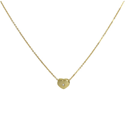 9ct Gold & 0.006ct Diamond Heart Bead on Fine 17 Inch Chain