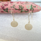 9ct Gold Brushed Circle Fish Hook Earrings