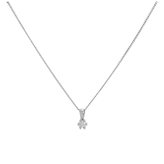 9ct White Gold & Genuine Diamond Pendant Necklace 16 - 20 Inches