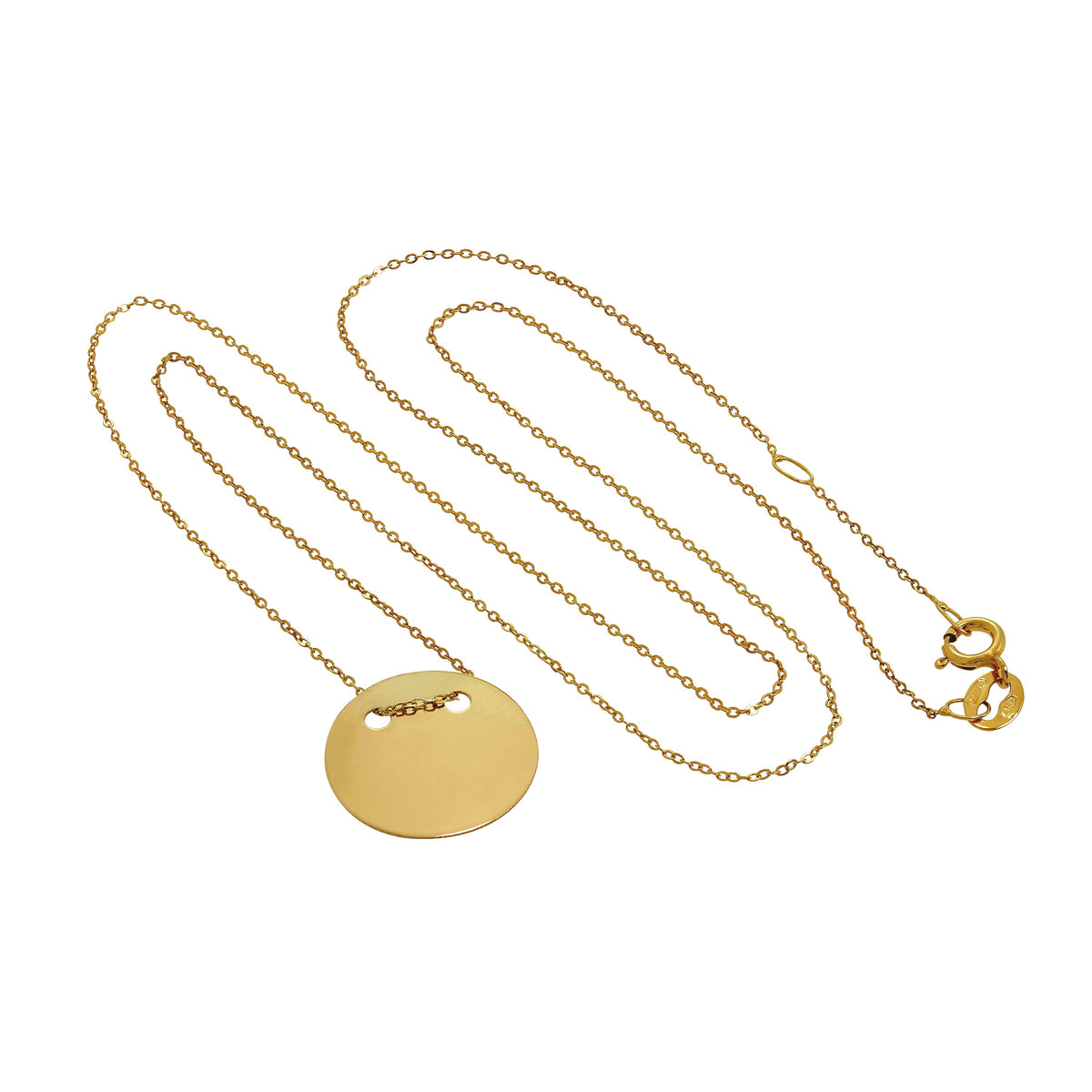 9ct Gold Engravable Circle Necklace 16 Inches