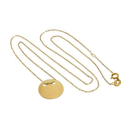 9ct Gold Engravable Circle Necklace 16 Inches