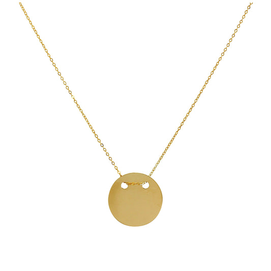 9ct Gold Engravable Circle Necklace 16 Inches