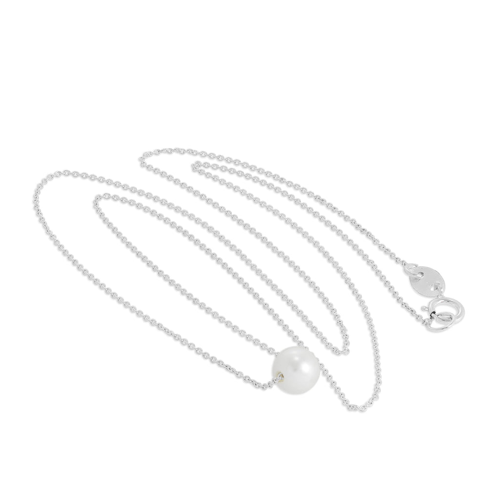 9ct White Gold & 5mm Pearl 17 Inch Necklace