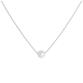 9ct White Gold & 5mm Pearl 17 Inch Necklace