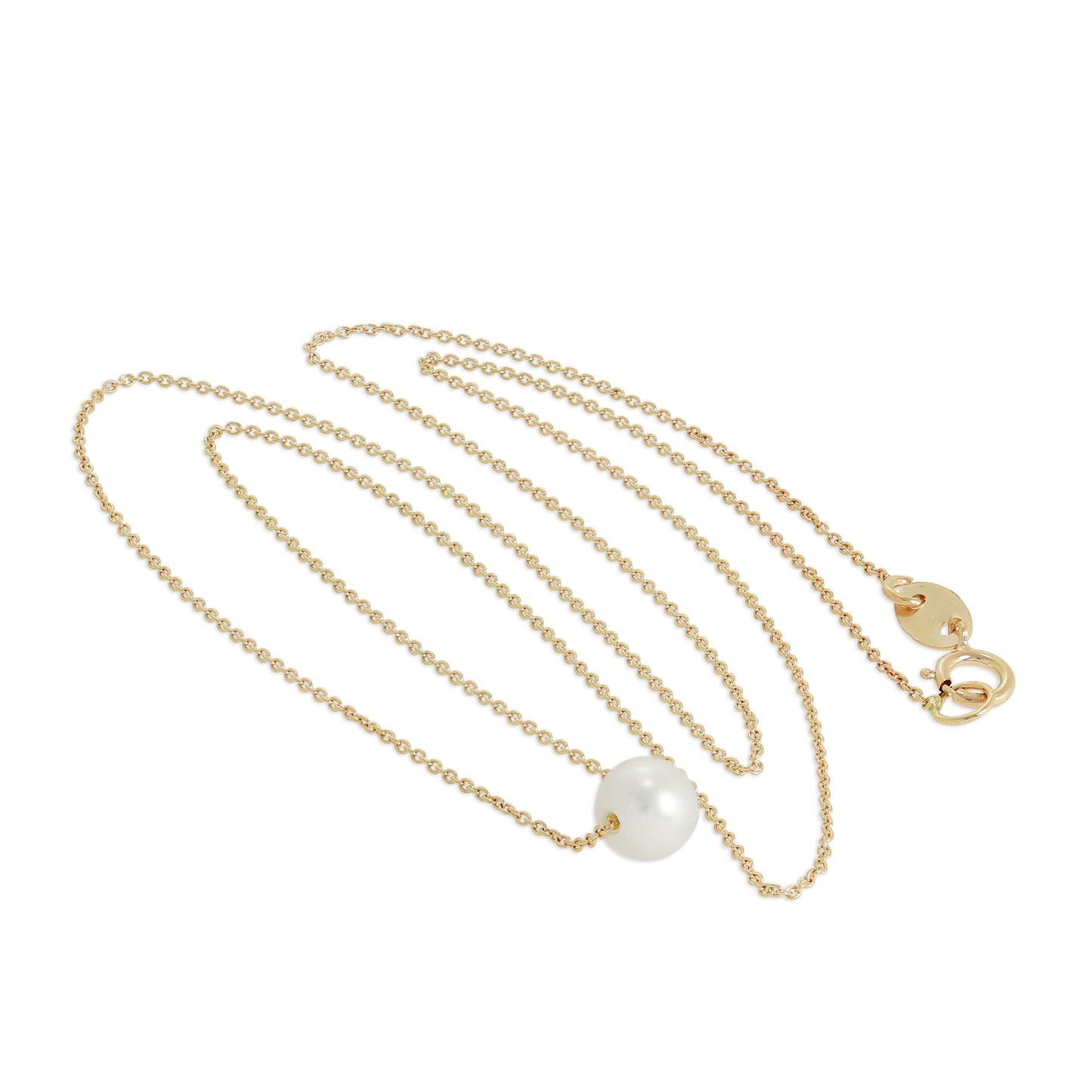 9ct Rose Gold & 5mm Pearl 17 Inch Necklace