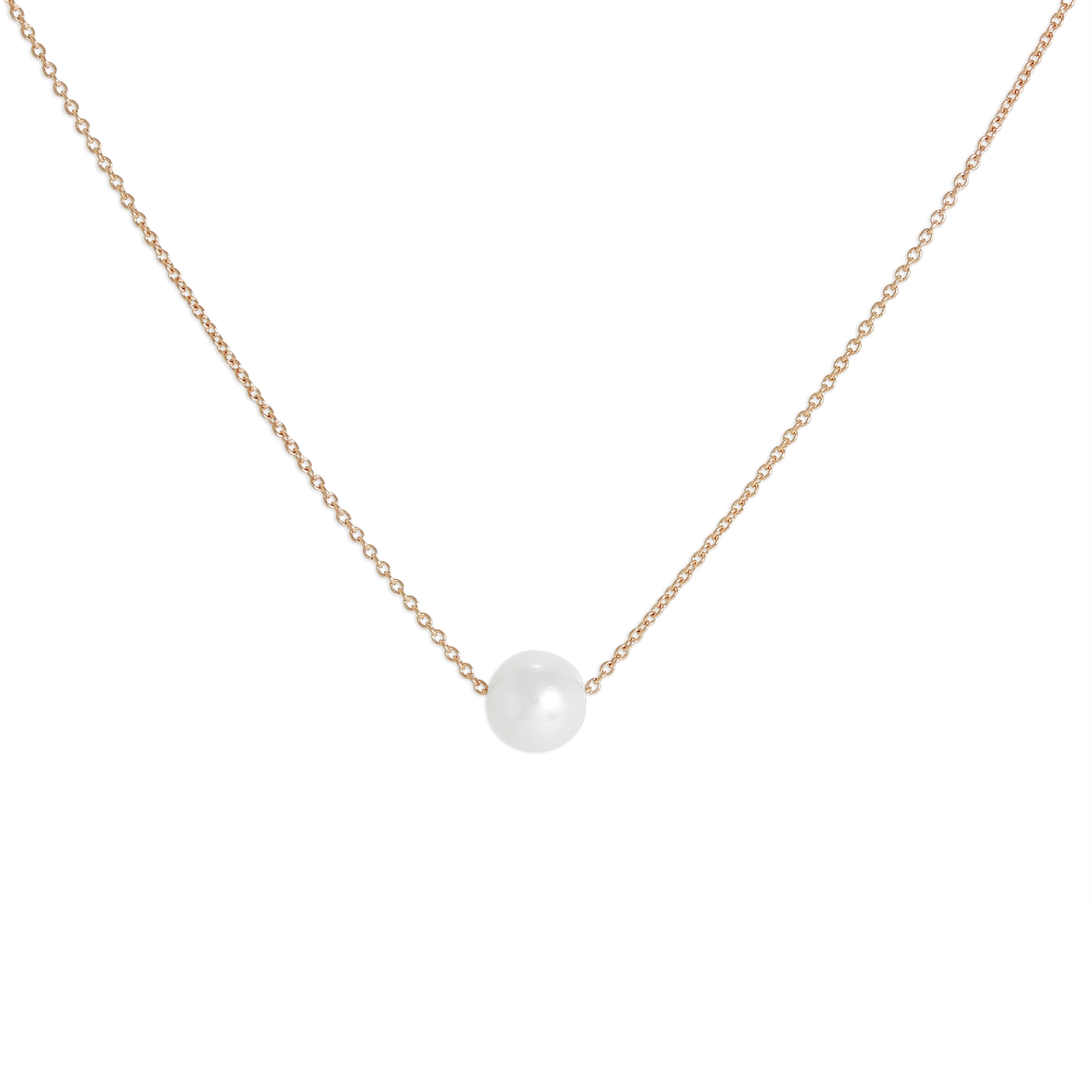 9ct Rose Gold & 5mm Pearl 17 Inch Necklace