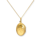Gold Plated Sterling Silver Oval Engraved Locket on Chain 18 - 20 Inches