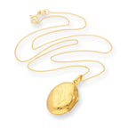 Gold Plated Sterling Silver Oval Engraved Locket on Chain 18 - 20 Inches