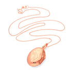 Rose Gold Plated Sterling Silver Oval Engraved Locket 16 - 22 Inches