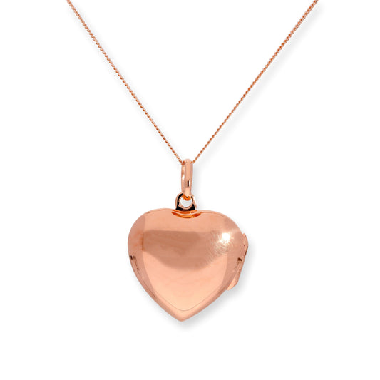 Rose Gold Plated Sterling Silver Engravable Heart Locket 16 - 22 Inches