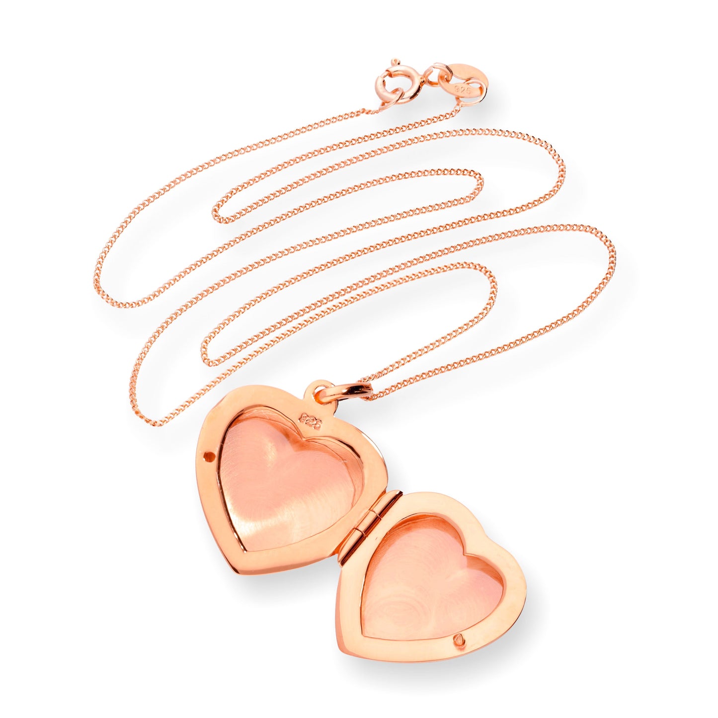 Rose Gold Plated Sterling Silver Engravable Heart Locket 16 - 22 Inches