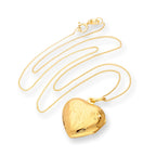Gold Plated Sterling Silver Engraved Heart Locket on Chain 16 - 22 Inches