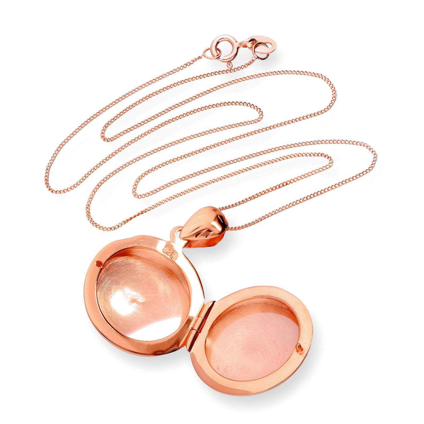 Rose Gold Plated Sterling Silver Round Engraved Locket 18 - 22 Inches