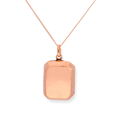 Rose Gold Plated Sterling Silver Engravable Octagonal Locket 16 - 22 Inches