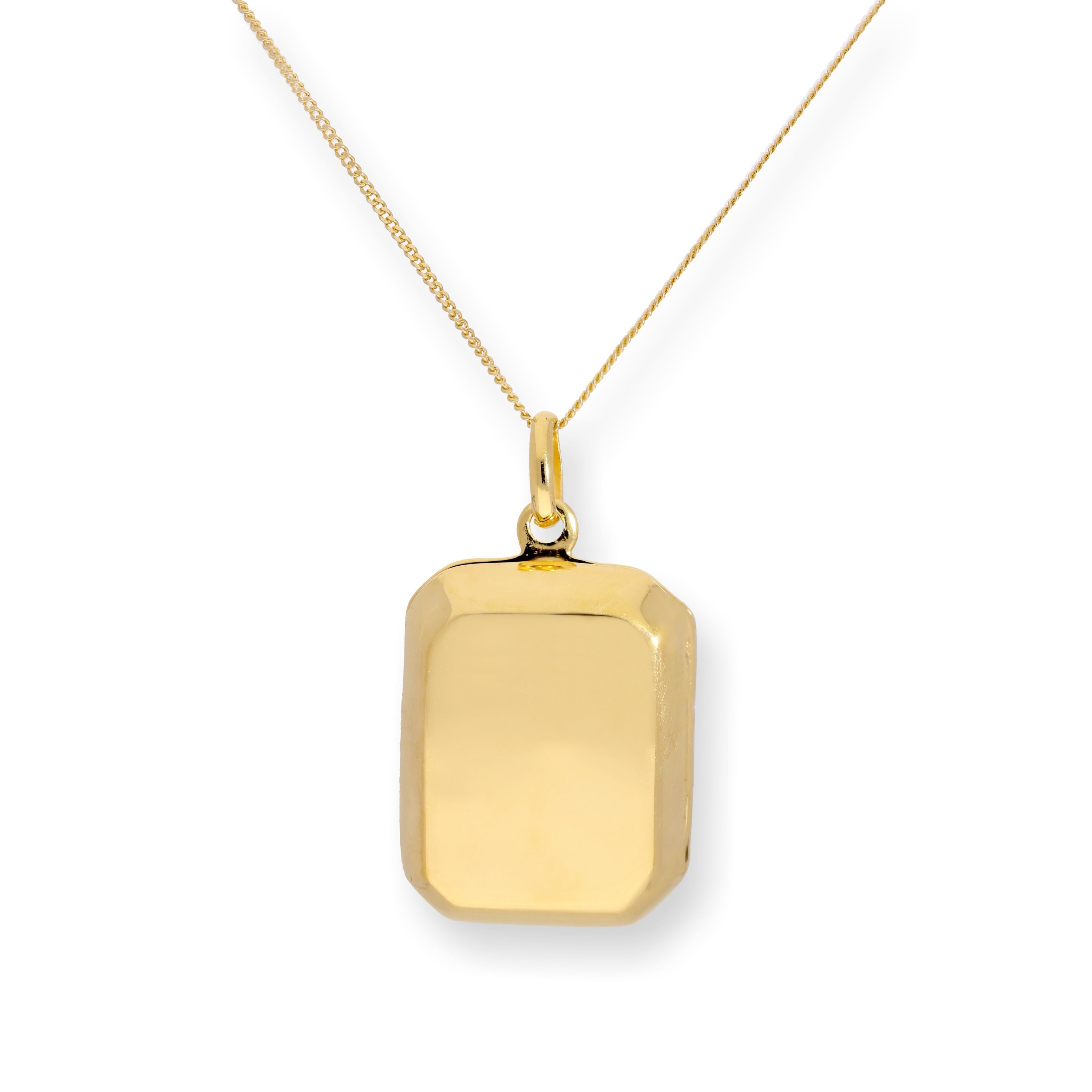 Gold Plated Sterling Silver Engravable Octagonal Locket 16 - 22 Inches