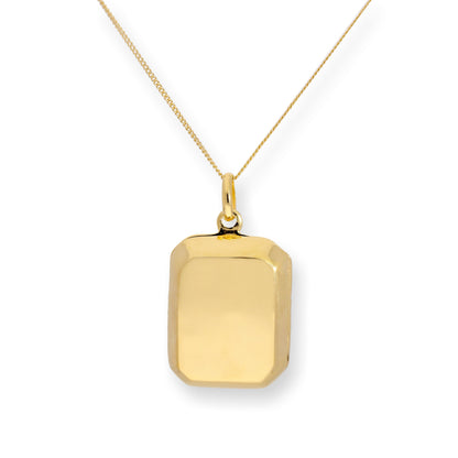 Gold Plated Sterling Silver Engravable Octagonal Locket 16 - 22 Inches