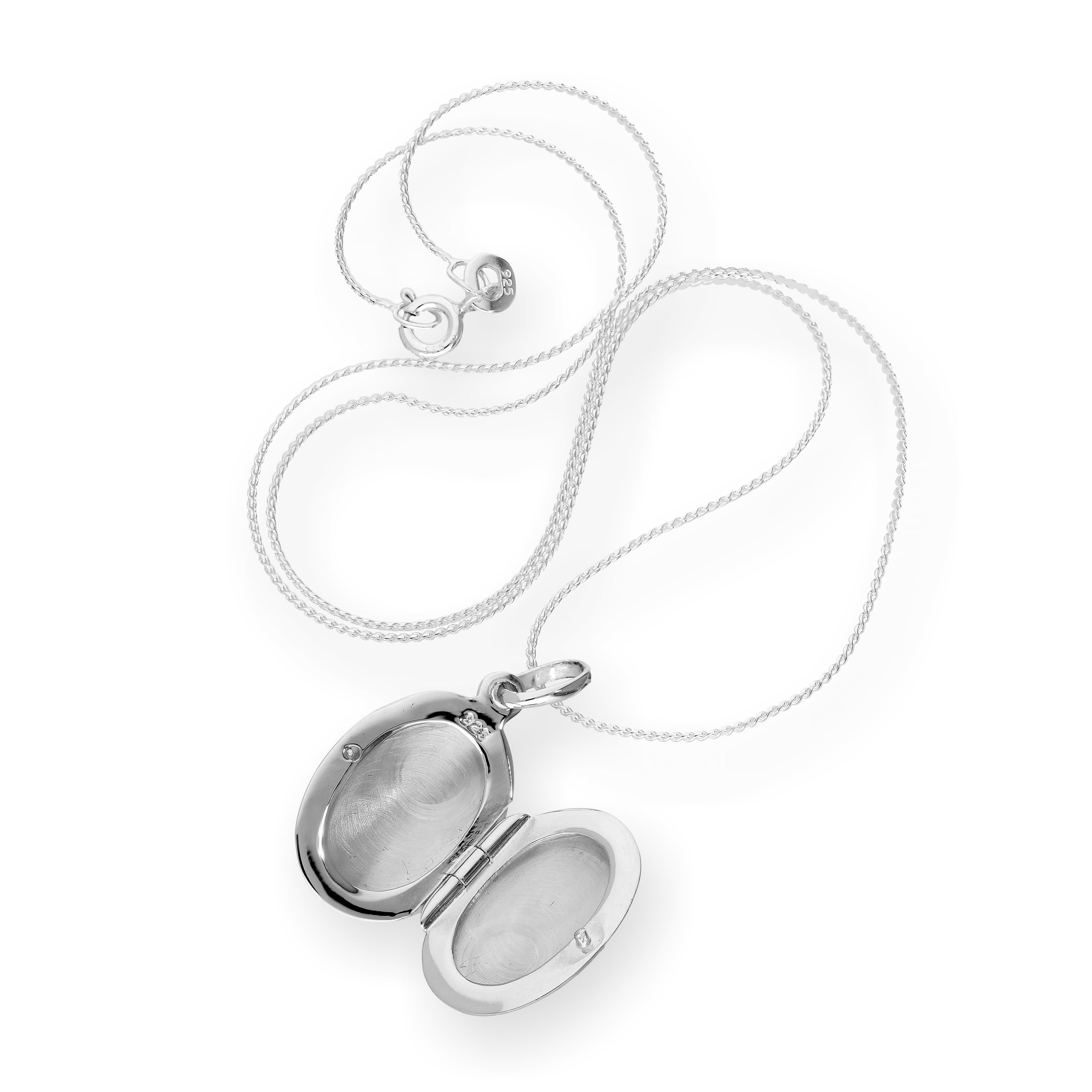 Sterling Silver Oval Engravable Locket on Chain 14 - 28 Inches