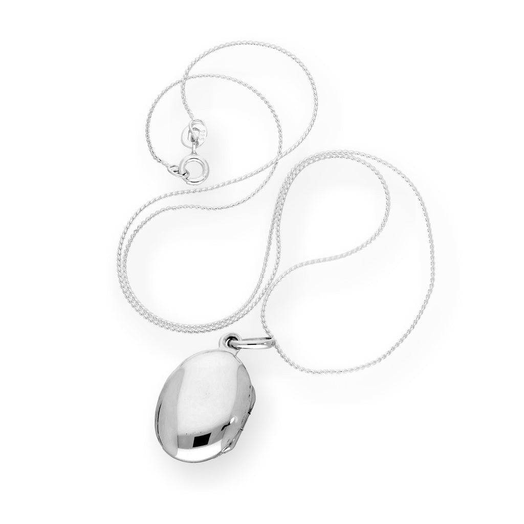 Sterling Silver Oval Engravable Locket on Chain 14 - 28 Inches