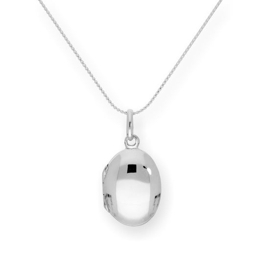 Sterling Silver Oval Engravable Locket on Chain 16 - 22 Inches