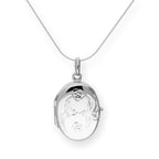 Sterling Silver Oval Locket w Kissing Lovebirds & Roses on Chain 14 - 28 Inches