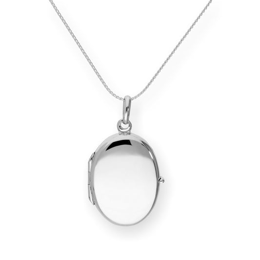 Sterling Silver Engravable Oval Locket on Chain 16 - 22 Inches