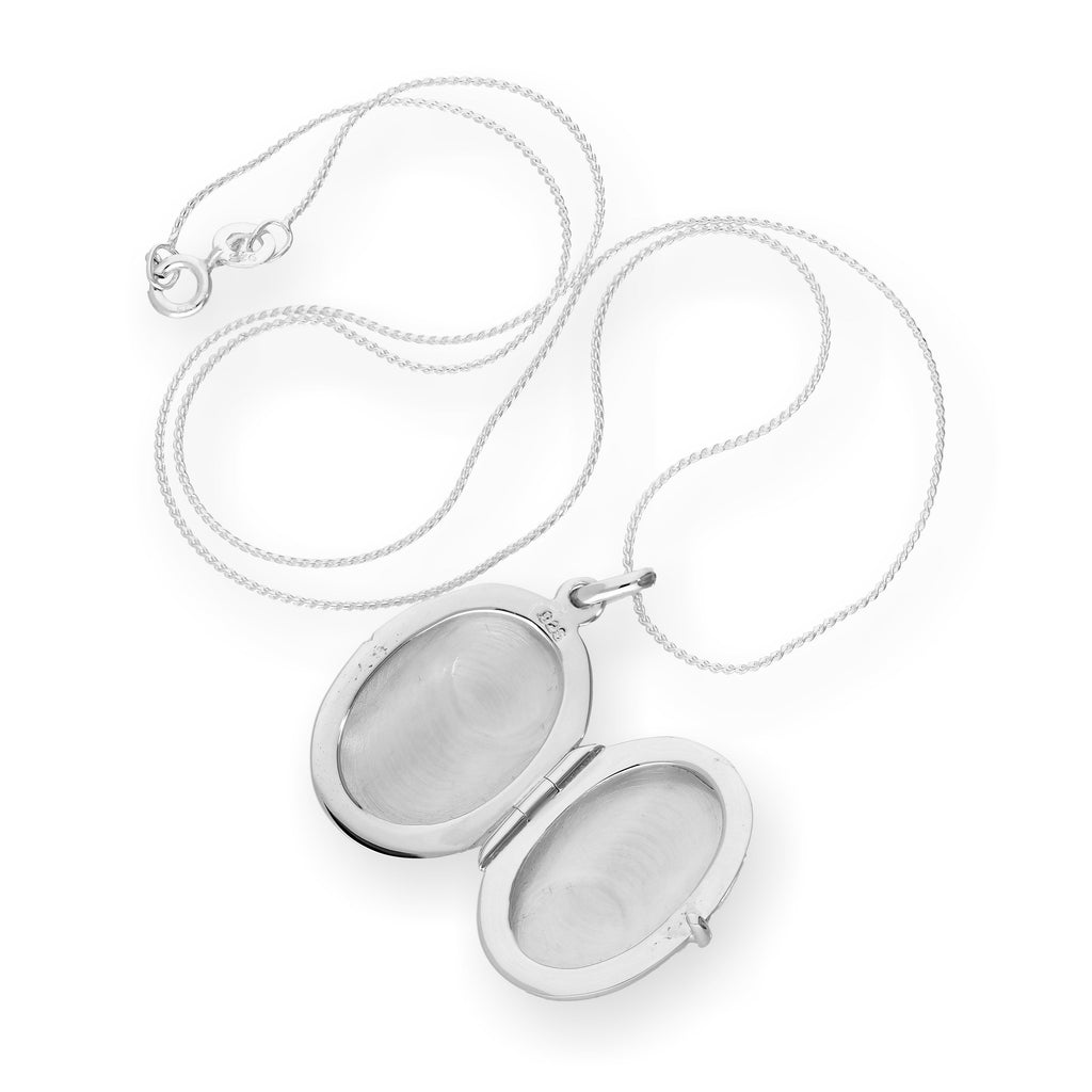 Sterling Silver Engravable Oval Locket on Chain 14 - 28 Inches