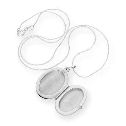 Sterling Silver Engravable Oval Locket on Chain 16 - 22 Inches