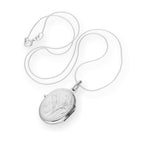 Sterling Silver Engraved Oval Locket on Chain 14 - 28 Inches