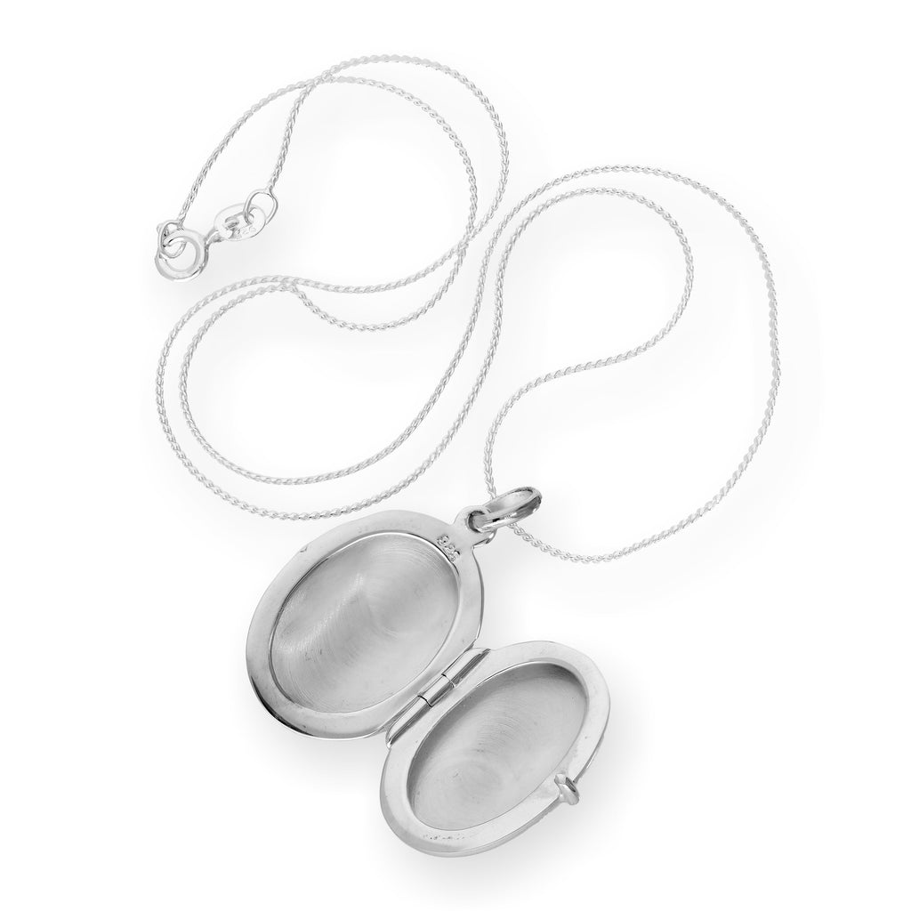 Sterling Silver Engravable Oval Locket on Chain 14 - 28 Inches