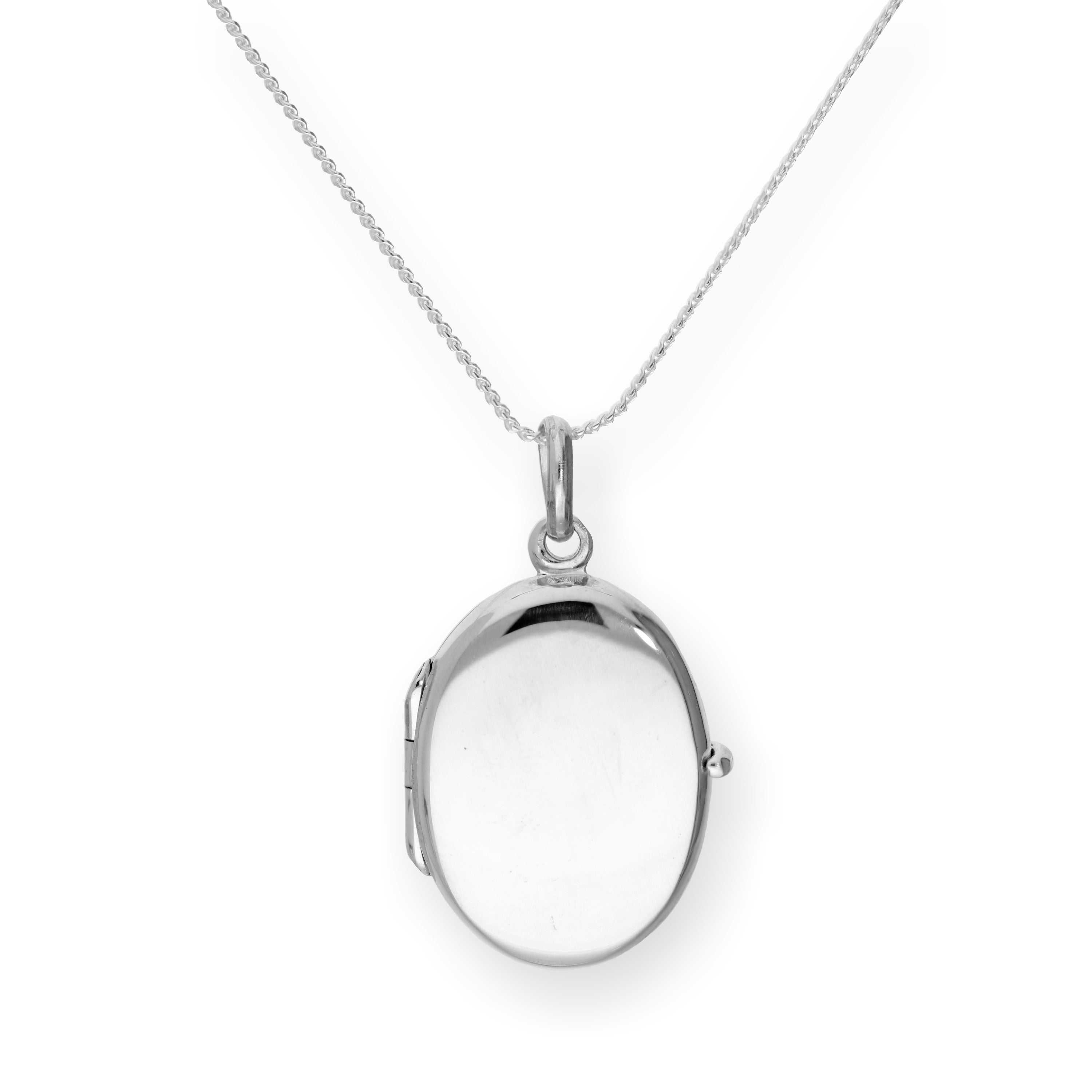 Sterling Silver Engravable Oval Locket on Chain 14 - 28 Inches