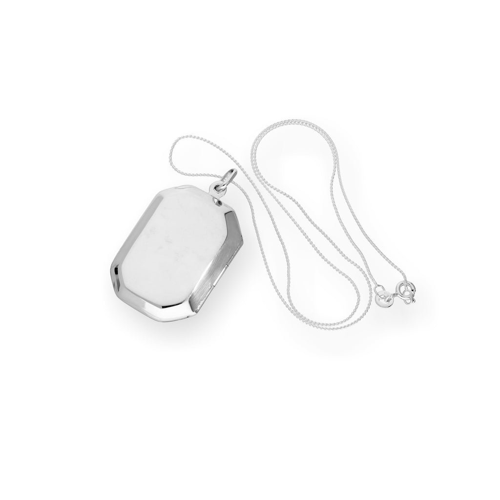 Large Sterling Silver Engravable Octagonal Locket on Chain 14 - 28 Inches