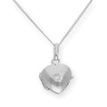 Tiny Sterling Silver & CZ Crystal Engravable Heart Locket on Chain 14-32 Inches