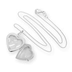 Sterling Silver & CZ Crystal Engravable Heart Locket on Chain 14 - 32 Inches