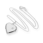 Sterling Silver & CZ Crystal Engravable Heart Locket on Chain 14 - 32 Inches