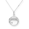 Sterling Silver & CZ Crystal Engravable Round Locket on Chain 14 - 32 Inches