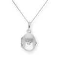 Sterling Silver & CZ Crystal Engravable Oval Locket on Chain 14 - 32 Inches