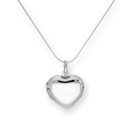 Sterling Silver Engravable Heart Locket on Chain 14 - 28 Inches