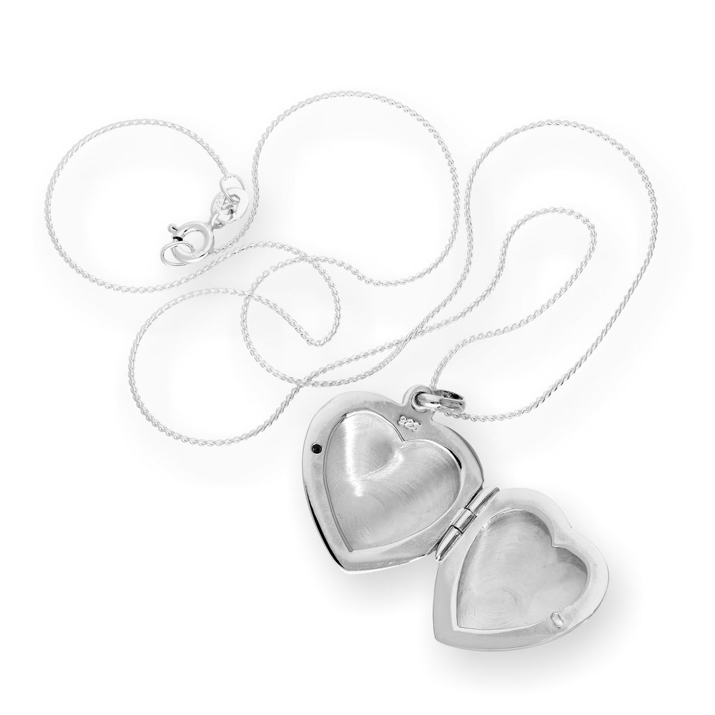 Sterling Silver Engravable Heart Locket on Chain 14 - 28 Inches