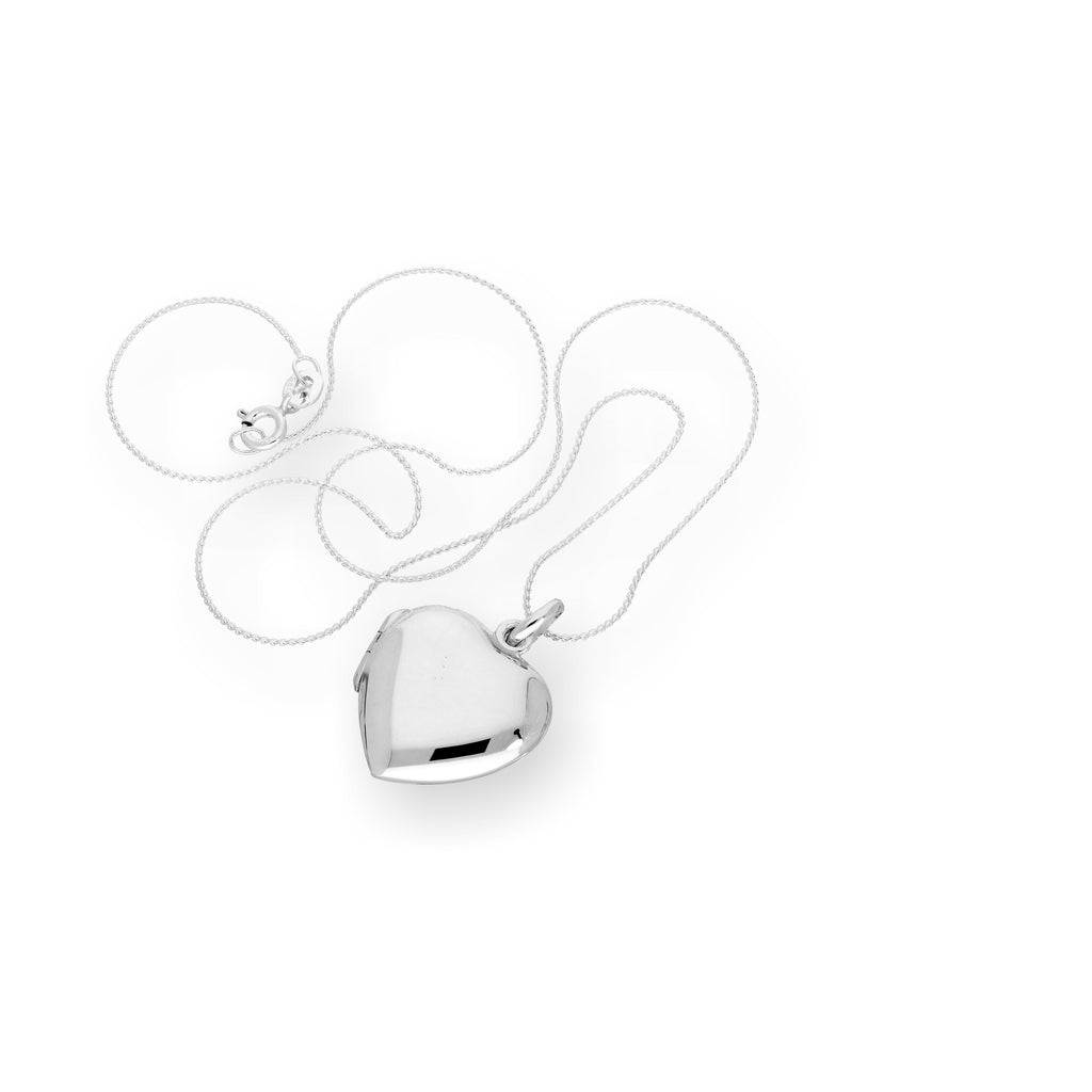 Sterling Silver Engravable Heart Locket on Chain 14 - 28 Inches