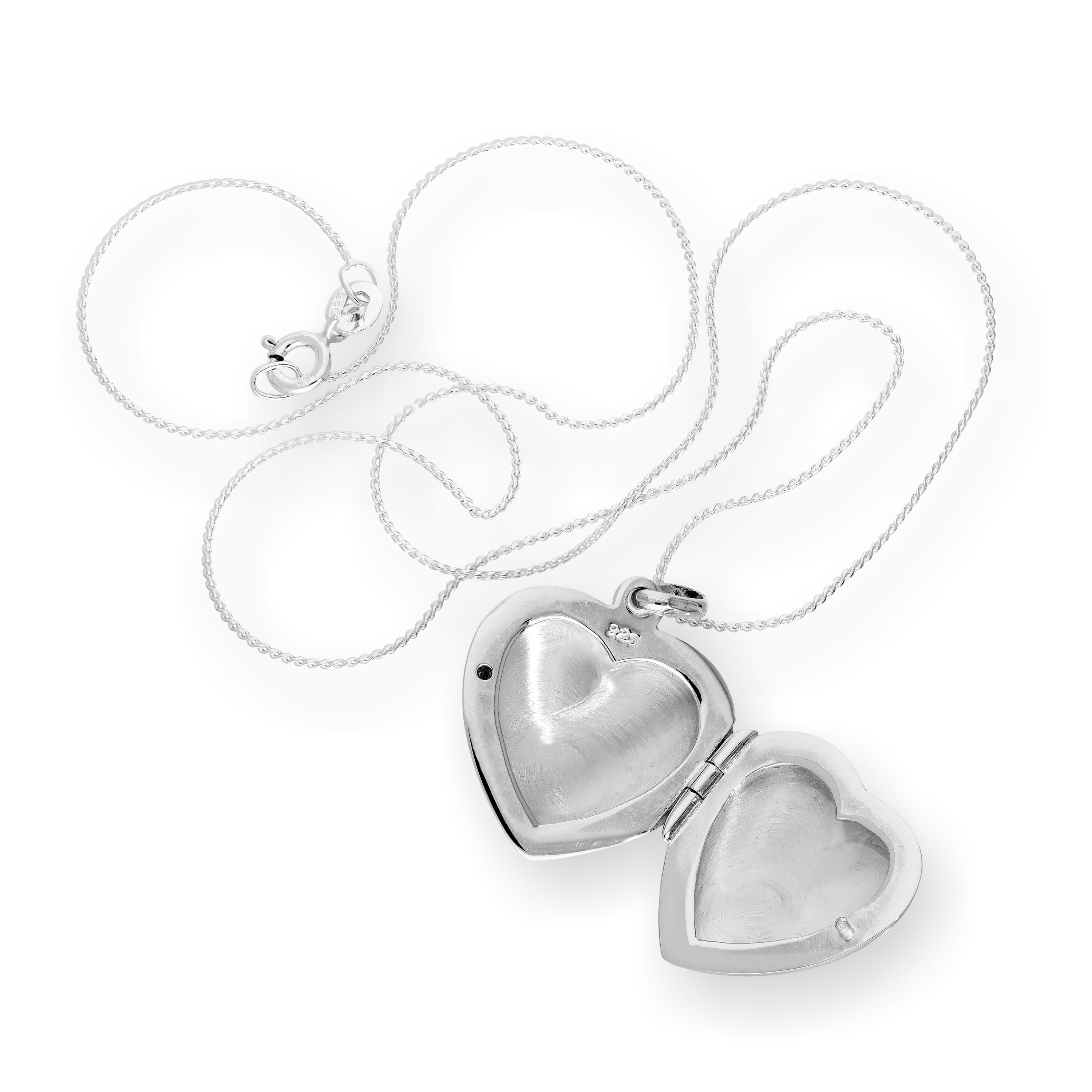 Sterling Silver Engraved Heart Locket on Chain 14 -28 Inches