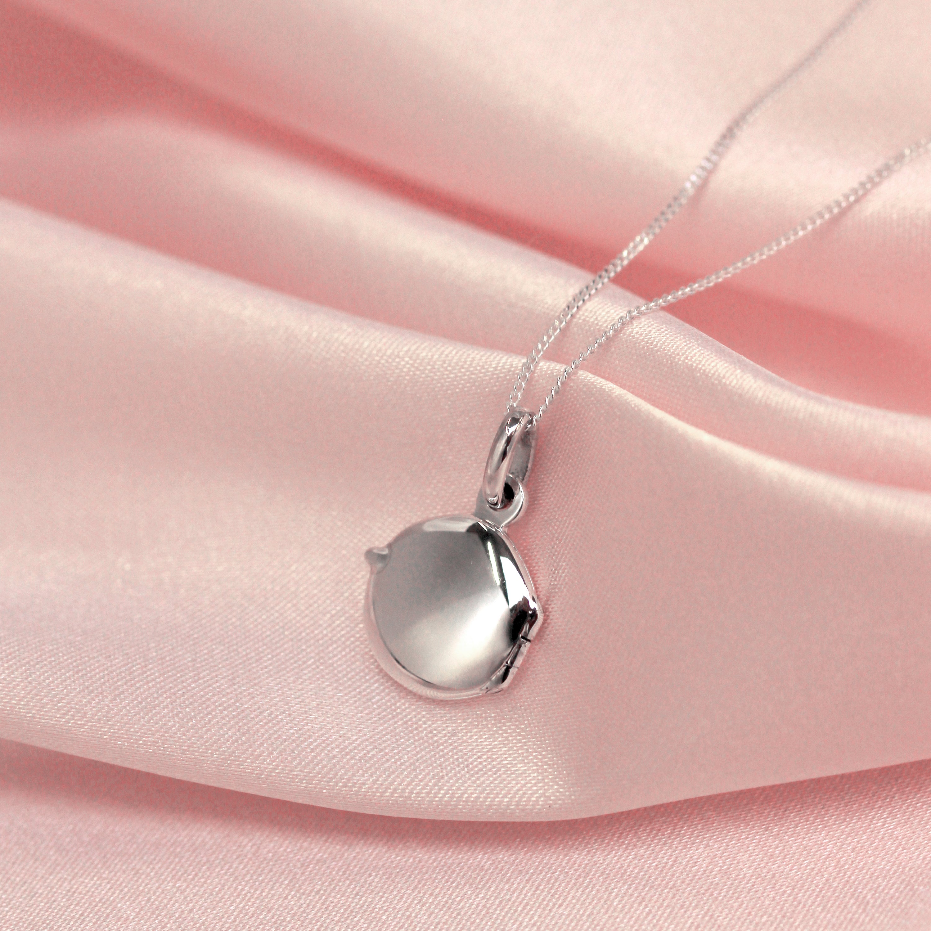 Tiny Sterling Silver Engravable Round Locket on Chain 14 - 32 Inches